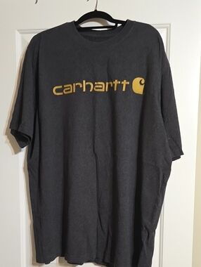 Carhartt Grey Short-Sleeve Tee with Yellow Logo